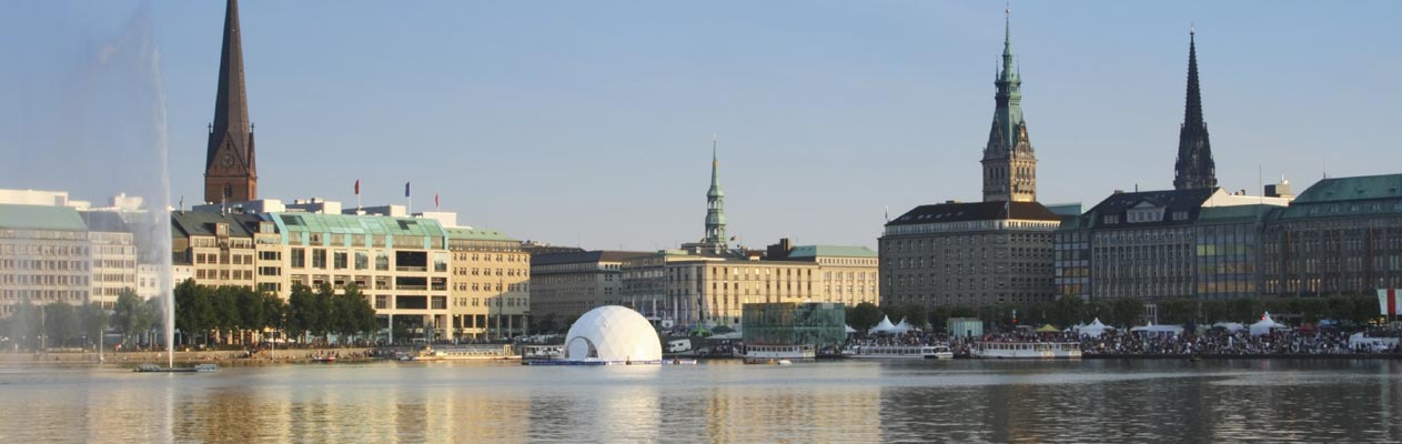 Vue de Hambourg et du lac d'Alster